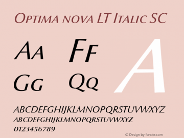 Optima nova LT Italic Small Caps Version 1.21 Font Sample