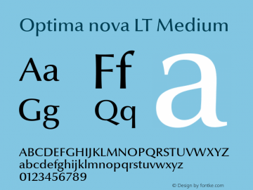 Optima nova LT Medium Version 1.21 Font Sample