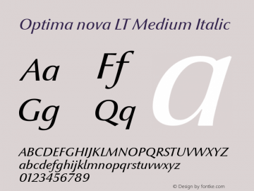 Optima nova LT Medium Italic Version 1.21 Font Sample