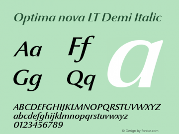 Optima nova LT Demi Italic Version 1.21 Font Sample