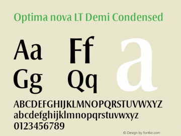 Optima nova LT Demi Condensed Version 1.21 Font Sample