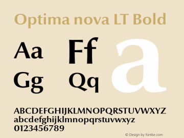 Optima nova LT Bold Version 1.21 Font Sample