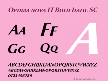 Optima nova LT Bold Italic Small Caps Version 1.21 Font Sample