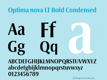Optima nova LT Bold Condensed Version 1.21 Font Sample