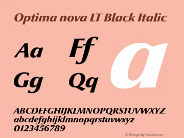 Optima nova LT Black Italic Version 1.21 Font Sample