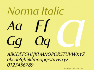 Norma Italic Version 2.01 Font Sample