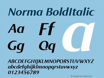 Norma Bold Italic Version 2.01 Font Sample