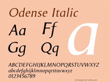 Odense Italic Version 2.01 Font Sample