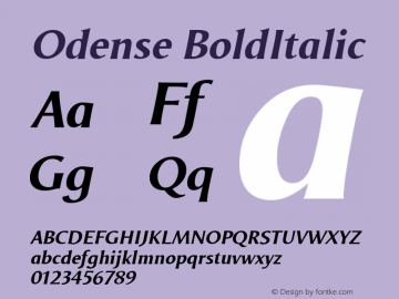 Odense Bold Italic Version 2.01 Font Sample