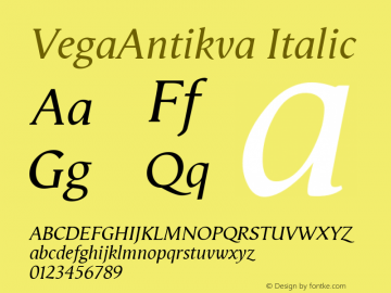 VegaAntikva Italic Version 2.01 Font Sample