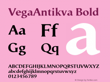 VegaAntikva Bold Version 2.01 Font Sample