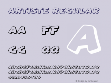 Artiste Version 2.00; 2006 Font Sample