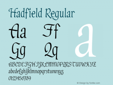 Hadfield Version 1.00; 2006 Font Sample