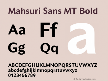 Mahsuri Sans MT Bold Version 1.00 Font Sample