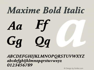 Maxime Bold Italic Version 1.0 11/16/99图片样张