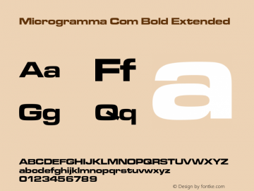 Microgramma Com Bold Extended Version 1.30 Font Sample