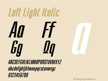 Loft Light Italic Version 1.000 Font Sample