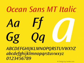 Ocean Sans MT Italic Version 1.01图片样张
