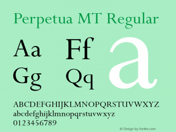 Perpetua MT Version 2.20 Font Sample