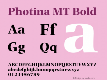 Photina MT Bold Version 1.00 Font Sample