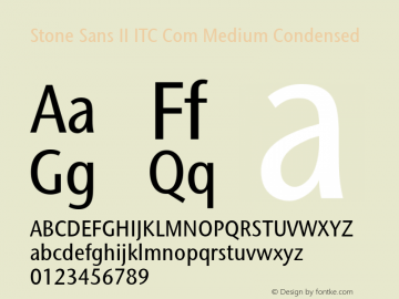 Stone Sans II ITC Com Medium Condensed Version 1.00 Font Sample