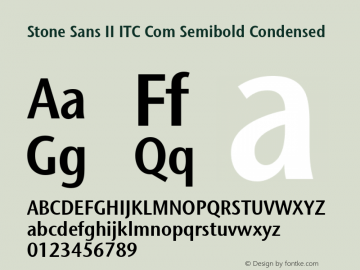 Stone Sans II ITC Com Semibold Condensed Version 1.00图片样张