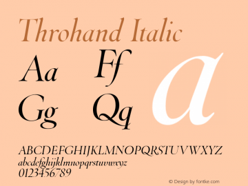 Throhand Roman Italic Version 1.00 Font Sample