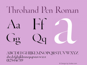 Throhand Pen Roman Version 1.00 Font Sample