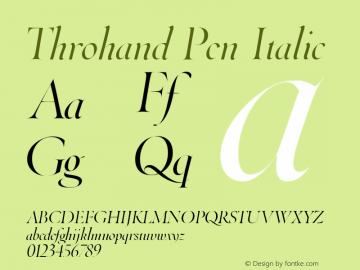 Throhand Pen Roman Italic Version 1.00 Font Sample