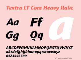 Textra LT Com Heavy Italic Version 3.00 Font Sample