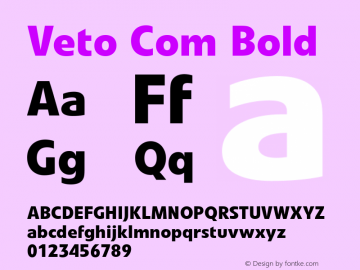 Veto Com Bold Version 1.30 Font Sample