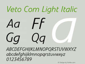 Veto Com Light Italic Version 1.30图片样张