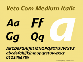 Veto Com Medium Italic Version 1.30图片样张