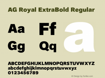 AG Royal ExtraBold Version 001.000;Core 1.0.00;otf.5.04.2741;2012.21W图片样张