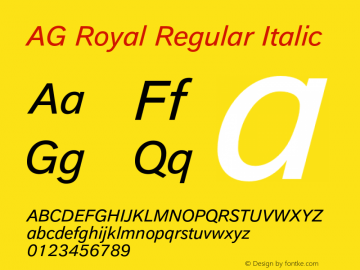 AG Royal Regular Version 001.000;Core 1.0.00;otf.5.04.2741;2012.21W图片样张