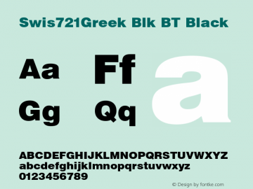 Swis721Greek Blk BT Black Version 2.00 Bitstream Greek Set图片样张