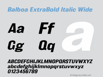 Balboa-ExtraBoldItalicWide Version 001.002; t1 to otf conv图片样张