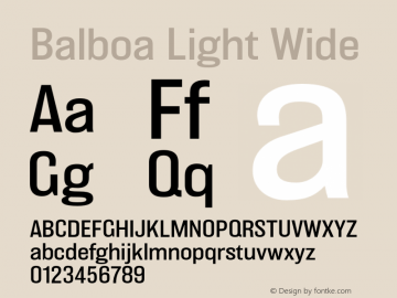 Balboa-LightWide Version 001.002; t1 to otf conv Font Sample