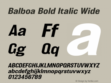 Balboa-BoldItalicWide Version 001.002; t1 to otf conv Font Sample
