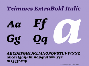 Tzimmes ExtraBold Italic Version 1.001;PS 001.001;hotconv 1.0.88;makeotf.lib2.5.64775 Font Sample