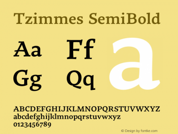 Tzimmes SemiBold Version 1.002;PS 001.002;hotconv 1.0.88;makeotf.lib2.5.64775 Font Sample