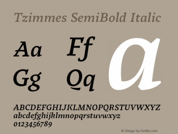 Tzimmes SemiBold Italic Version 1.001;PS 001.001;hotconv 1.0.88;makeotf.lib2.5.64775图片样张