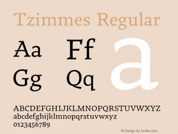 Tzimmes Regular Version 1.002;PS 001.002;hotconv 1.0.88;makeotf.lib2.5.64775 Font Sample