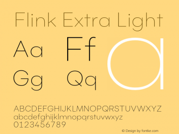 Flink-ExtraLight Version 1.000;PS 001.000;hotconv 1.0.88;makeotf.lib2.5.64775;YWFTv17图片样张