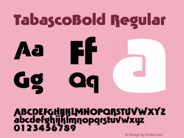 TabascoBold Regular B & P Graphics Ltd.:06.04.1993 Font Sample