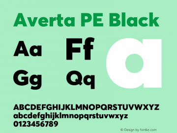 AvertaPE-Black Version 1.008 Font Sample