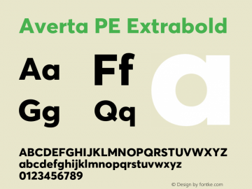 AvertaPE-Extrabold Version 1.008 Font Sample