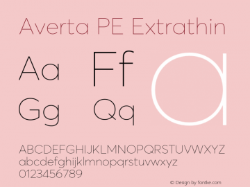 AvertaPE-Extrathin Version 1.008 Font Sample