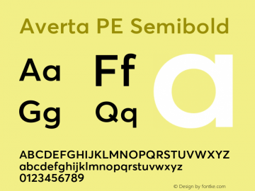 AvertaPE-Semibold Version 1.008 Font Sample