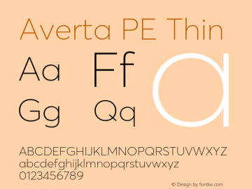 AvertaPE-Thin Version 1.008 Font Sample